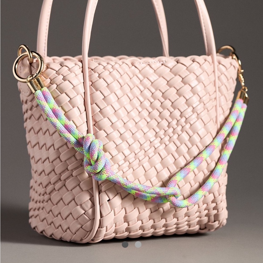 Anthropologie Sporty Cord Bag Charm Line Pink Gold NWT